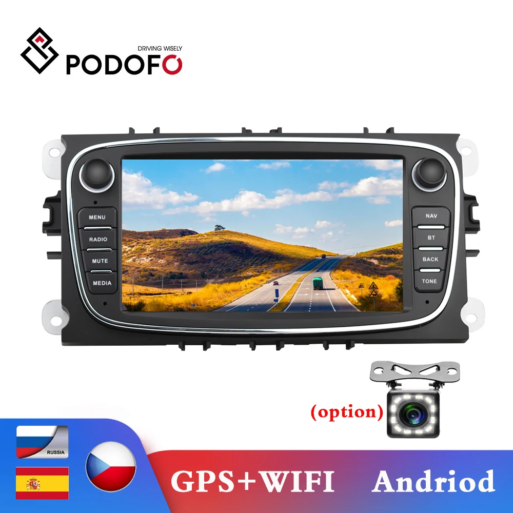 Автомагнитола Podofo мультимедийный плеер на Android с 7 &quotсенсорным экраном GPS Wi Fi MP5
