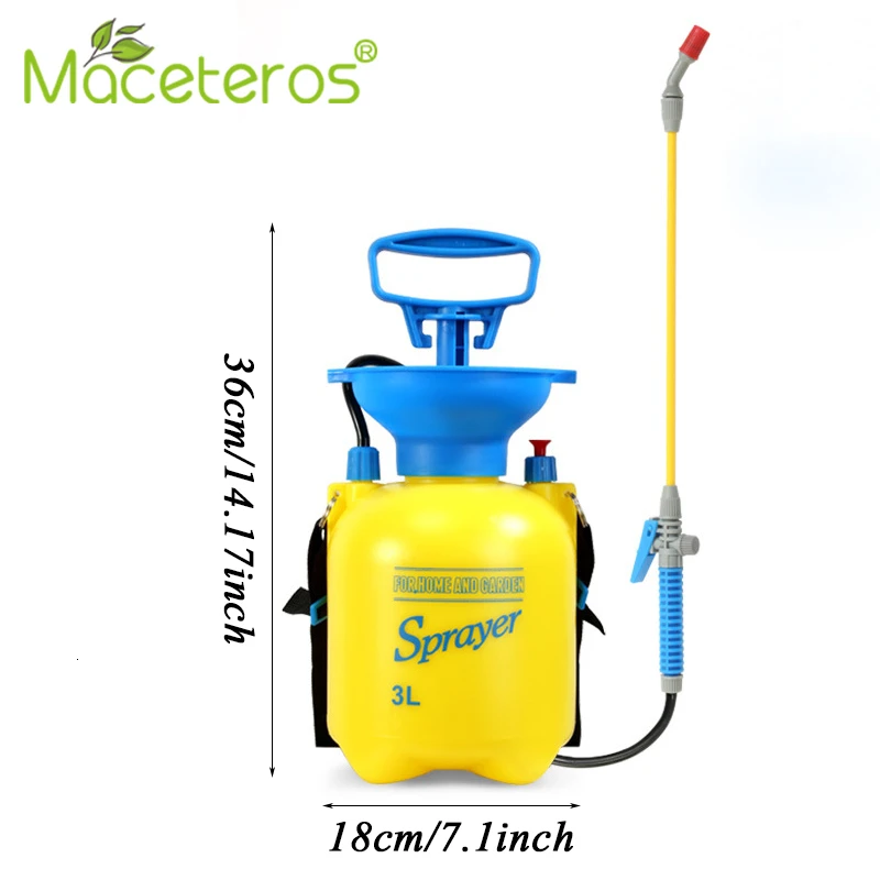 MACETEROS 3L Yellow Shoulder Type Sprayer Small Sprayer Household Manual Pump Watering Flower Spray Pot Gardening Spray Series
