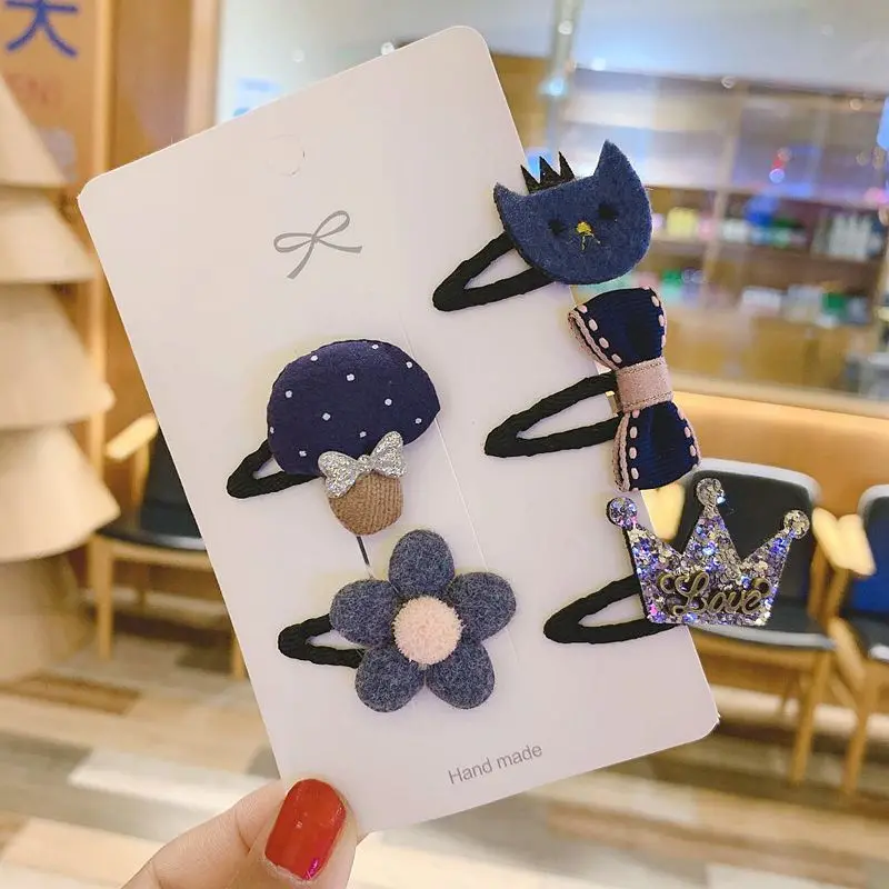 Girls Hair Accessories 5/6pcs/Set Hair Clips for Girls Baby Cute Cartoon Animal Kids Hairpins Flower Barrettes Headdress