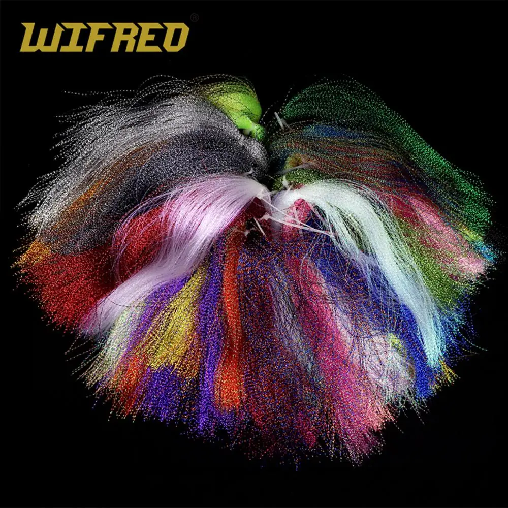 Wifreo 10 Confezioni Krystal Flashabou Nappe Black Chartreuse Pearl Piink Color Sabiki Treble Hook Lure Flash Fly Leging Material