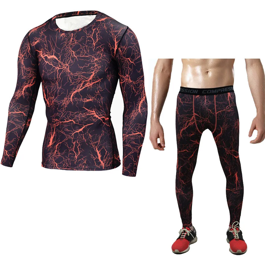 Compression sport suits fast drying sports sport sport men running clothes sets joggers training gym fitness training set 4