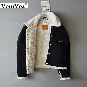 

VomVoa 2019 autumn and winter lamb wool cowboy coat female short cotton coat thickened loose retro student bf wind cotton jacket