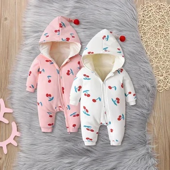 

Newborn Infant Autumn Winter Hooded romper Cute Baby Girl Boy Floral Ruffle Romper Jumpsuit Playsuit Outfits Baby Clothing 2019