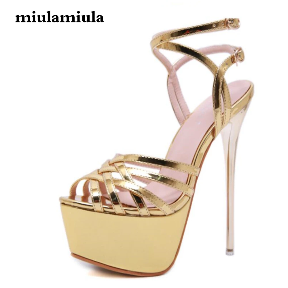 

Miulamiula Summer Super Heels Women Sandals Waterproof Platform Style Ankle Buckle Bright Color Roman Style Heels Woman Shoes