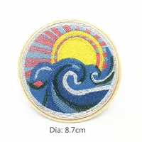 Buy Embroidery Patches For Clothing Camp Iron On Patch Punk Applique Clothes Stickers Van Gogh Star Night Mountain Wave Stripes Online - Image 3