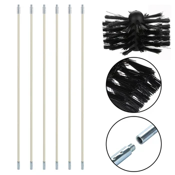 

Chimney Cleaner Kit 6 Rods 1 Brush Heating Cooling Fireplaces Drilling Sweeping