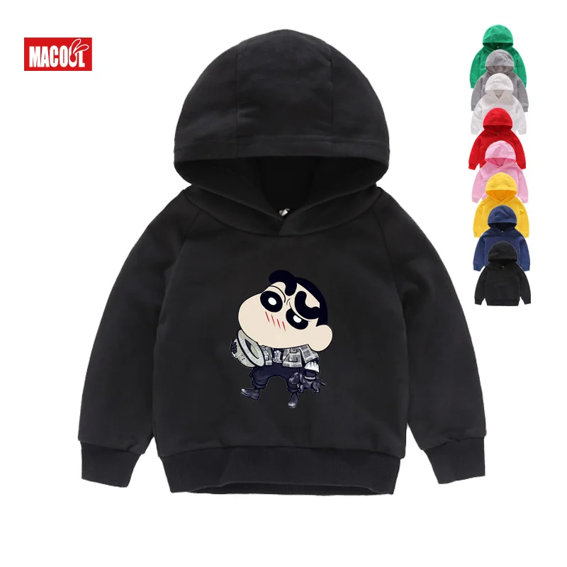 Толстовки с героями мультфильмов «Crayon Shin-chan»; детские толстовки с капюшоном в стиле аниме; толстовки с длинными рукавами для мальчиков и девочек; футболки «Shinnosuke Nohara»