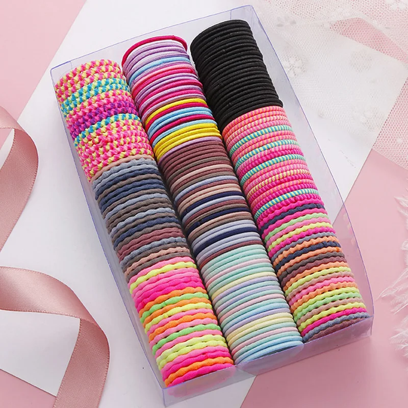 

50PCS/Lot New Girls Cute Colorful Basic Elastic Hair Bands Tie Gum Scrunchie Ring Rubber Bands Children Fashion Hair Accessories