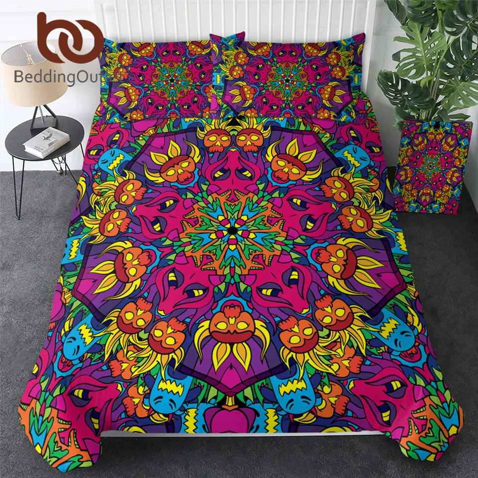 Beddingoutlet Psychedelic Bed Cover With Pillowcase 60s Hippie Bedding