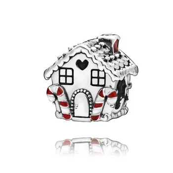 

2019 New winter 925 Sterling Silver Beads Gingerbread House Charm fit Original Pandora Bracelet Women DIY Jewelry