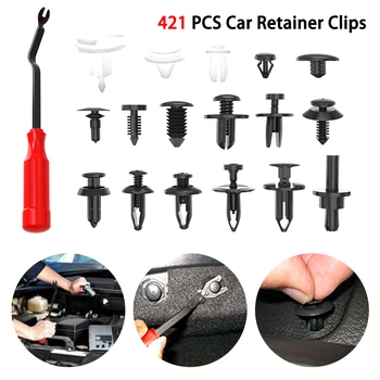 

421 pcs Auto Bumper Fastener Hole Rivet Retainer Push Engine Cover Car Door Trim Panel Clip Fasteners for Toyota Universal Car
