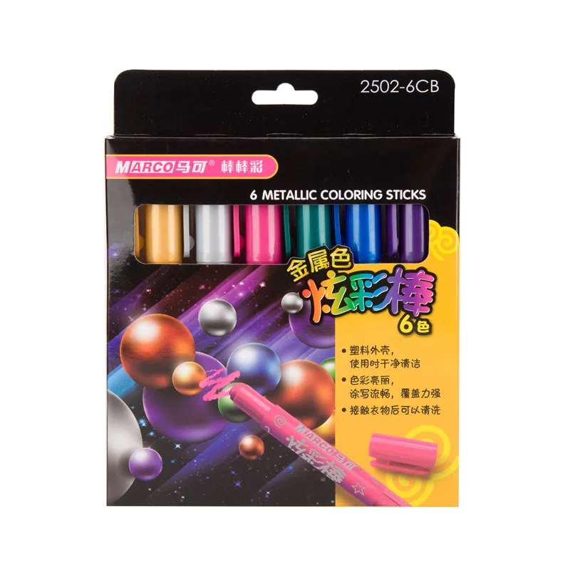 

MARCO 2502 Metal Color Dazzling Bar 6-Color Rod Rotating Crayon Bang Color