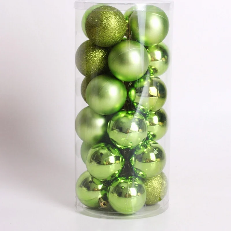 24Pcs Glitter Christmas Balls Party Xmas Tree Hanging Ornament Decoration
