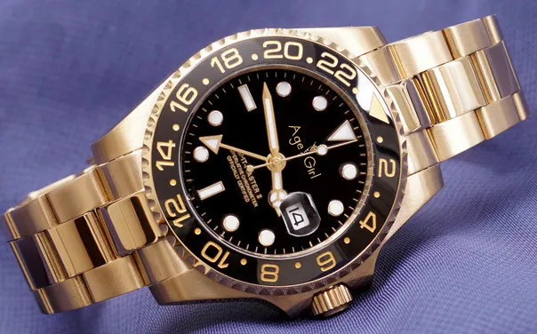 Роскошные брендовые Новые Мужские автоматические механические часы полностью золотые черные синие керамические зеленые GMT II из нержавеющей стали сапфир юбилейный AAA