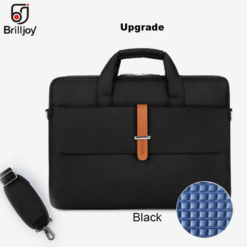 Brilljoy водонепроницаемый мужской и женский 13 14 15 15,6 дюймов портфель для ноутбука деловая сумка для мужчин большая емкость сумка через плечо - Цвет: Black 14inch Upgrade