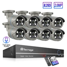 Techage 8CH POE NVR комплект 1080P CCTV камера система двухсторонняя аудио 2MP наружная Водонепроницаемая Ai IP камера POE Домашняя безопасность видео комплект
