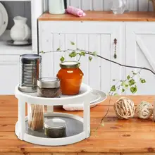 360 градусов двойной поворотный стол двойной слой приправа стеллаж для хранения банки для приправ Cruet Органайзер держатель противоскользящая вращающаяся подставка