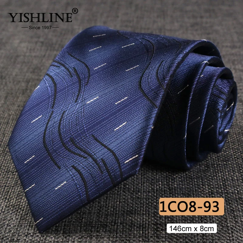 1CO8-93 YISHLINE, распродажа, 8 см, мужские галстуки, классический галстук, синий, для мужчин, в полоску, в клетку, серый, розовый, деловой галстук для жениха, свадебные аксессуары - Цвет: 1CO8-93