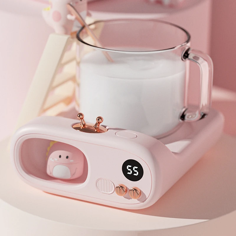 Lovely Pet Coffee Mug Warmer Cup Heater Plate For Tea Milk Desk Heating Coaster 3 Temperature Adjustable LED Display Night Lamp