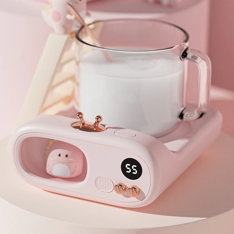 Lovely Coffee Mug Warmer Cup Heater Pad for Tea Milk Desk Heating Coaster 3  Temperature Adjustable Pet Led Display Night Lamp