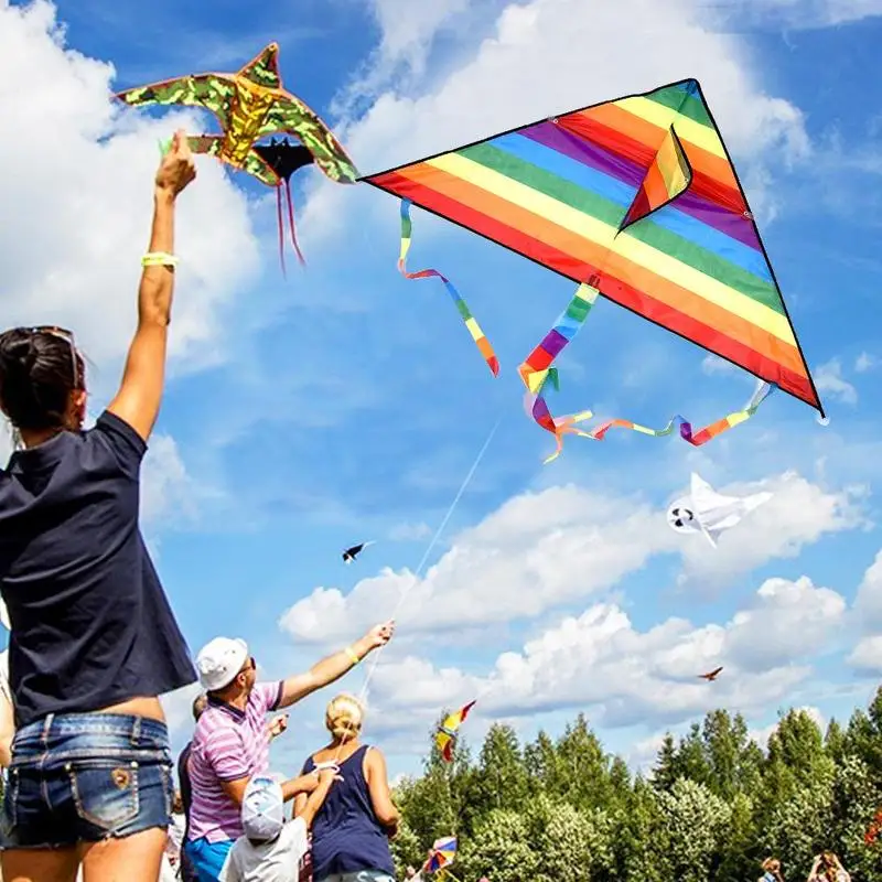

Triangular Rainbow Kite S 30m Line Triangle Rainbow Custom Kite With Handle Doll Kite Toy