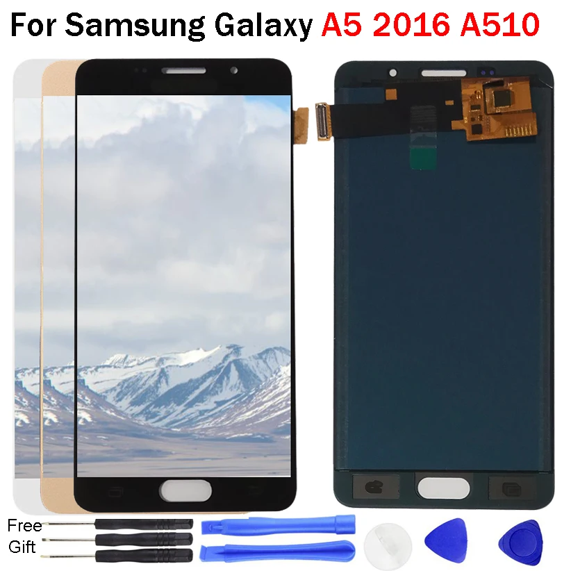 

A510F Display For Samsung Galaxy A5 2016 A5100 A510 A510F A510M SM-A510F Display Touch Screen Digitizer Assembly A510 LCD repair