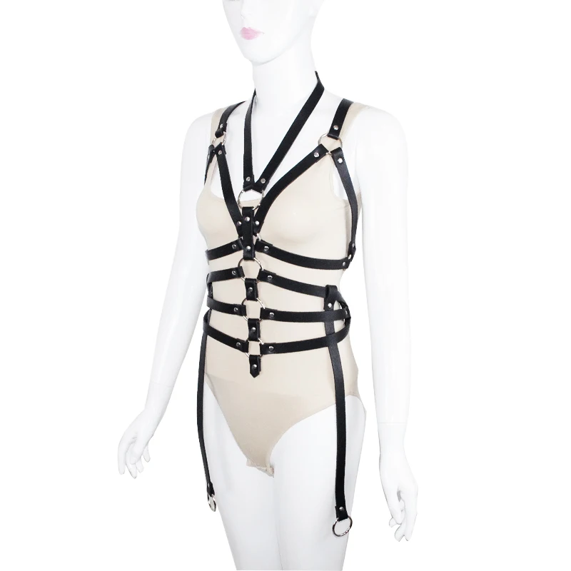 

PU Leather Harness Trendy Sexy Belts Harajuku Women Slim Studded Punk Body Adult Fetish Bondage Garters Chest Belt