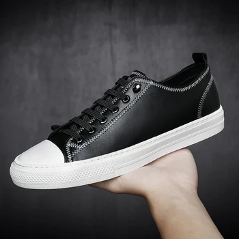 

Luxury Men's Genuine leather shoes lace up fashion sneakers Quality designer footwear Skate shoes men lace-up Rubber shoes