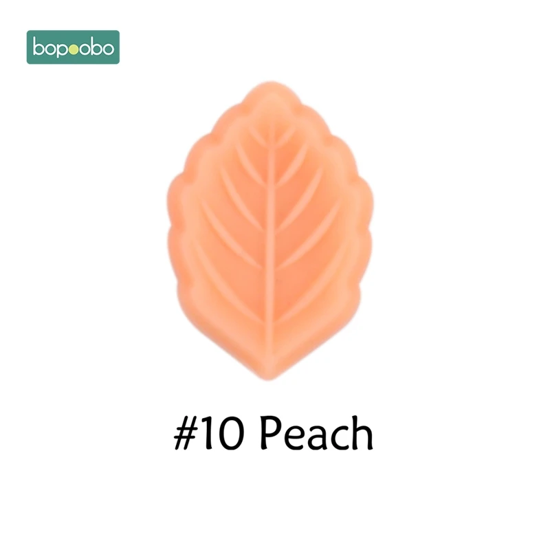 Peach Leaf Bopobo 5 шт. Детские Прорезыватели силиконовые листья пищевого качества Прорезыватель DIY кормящих жевательных игрушек детские аксессуары для прорезывания зубов Силиконовые Бусины - Цвет: Peach Leaf