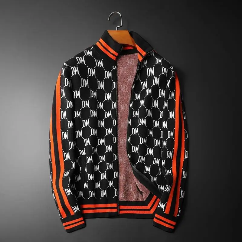 Новые мужские Роскошные зимние джентльменские вязаные Повседневные свитера в полоску с вышивкой, кардиганы азиатского размера, высокое качество, Drake# M94