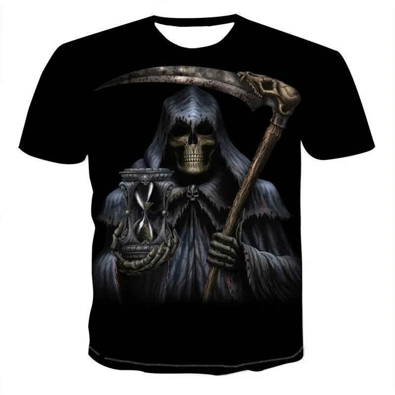 Punk Style Skull T Shirt Men 3d T-shirt Printed Hip-hop Punisher 2021punk T-shirts Clothing | Мужская одежда