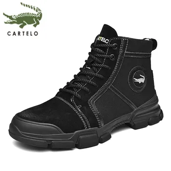 

CARTELO men's boots new high-top tooling shoes outdoor wear-resistant desert military boots British fashion casual men's shoes
