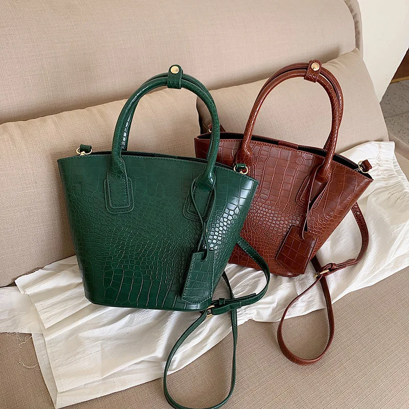 

Handbag Bag Women's 2020 Autumn And Winter New Style Fashion Crocodile Pattern Bucket Bag Korean-style Hong Kong Style Western S