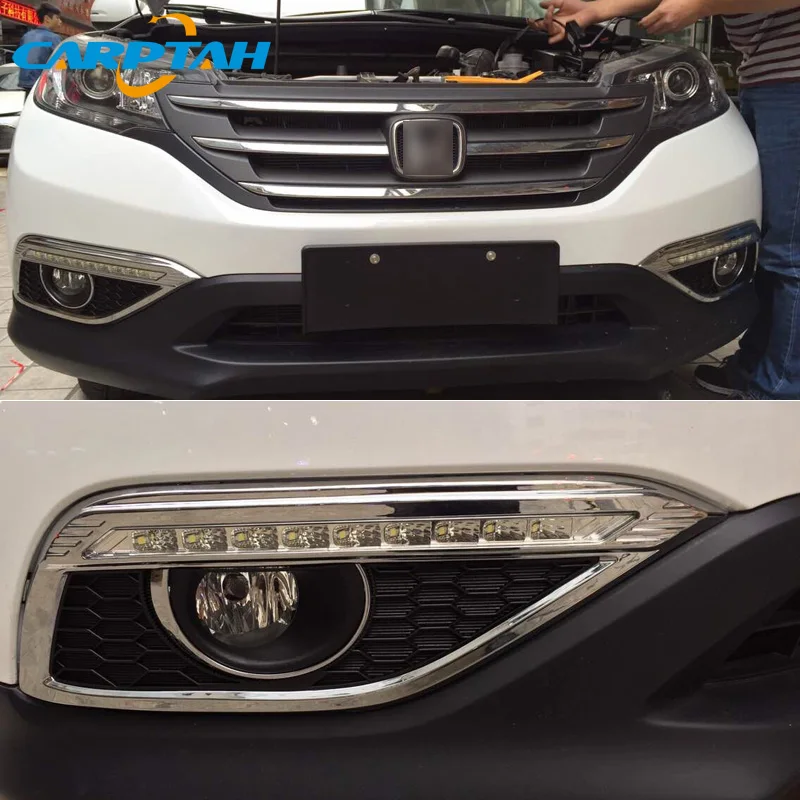 Светодиодный дневной светильник для Honda CR-V таможенный приходной ордер 2012 2013 Водонепроницаемый 12V желтый индикатор сигнала поворота светильник бампер светодиодный дневные ходовые огни