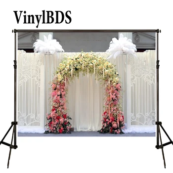 

VinylBDS Background Wedding Backdrops Wedding Garden Arch White Curtain Background Photography Backgrounds For Photo Studio