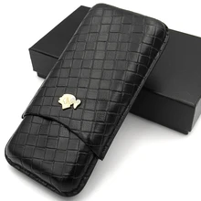 COHIBA, натуральная кожа, черный, коричневый, портативный, 3 трубки, держатель для сигар, кожаный чехол, для путешествий, хьюмидор, сигары, Подарочная коробка, инструмент для курения табака