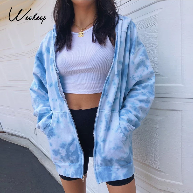 Женская длинная куртка на молнии Weekeep свободная Осенняя Повседневная с капюшоном