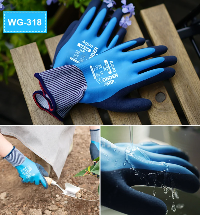 Guantes de trabajo impermeables para hombre y mujer, manoplas de látex  recubiertas, transpirables, para jardín, patio, trabajo al aire libre, 1  par - AliExpress