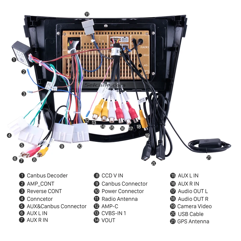 Reproductor Multimedia de navegación GPS Seicane Android 100 Quad Core de 101 pulgadas para 2013-20