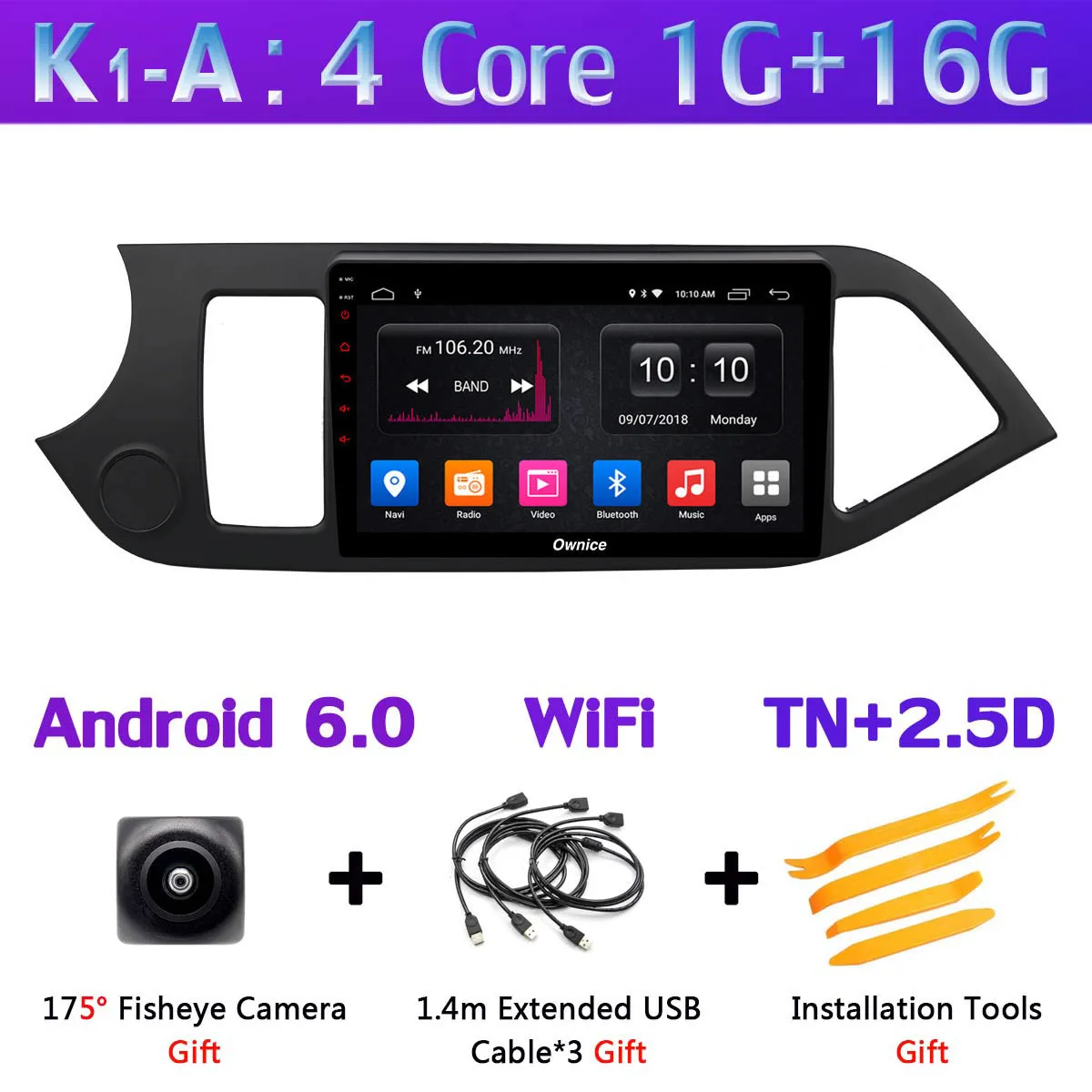 K1-A 360 ° панорамный 4G SIM Android 9,0 4G+ 64G головное устройство DSP CarPlay gps Радио автомобильный мультимедийный плеер для Kia Morning Picanto 2011 - Цвет: K1-A