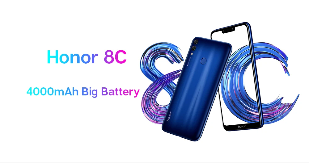 Смартфон Honor 8C 8 C с глобальной прошивкой, Google Play Not 8X, Восьмиядерный процессор Snapdragon 632, фронтальная камера 6,26 дюйма, 4000 МП, двойная камера заднего вида, мАч