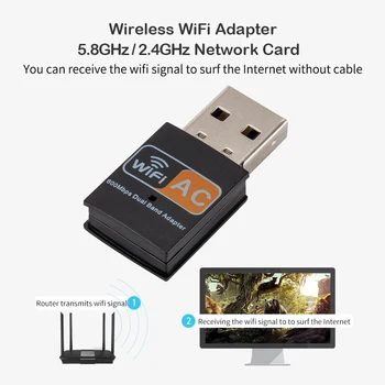 

2.4G/5GHz Dual Band Wireless Receiver Portable Portable 600M Car Phones Charger Mini USB WiFi Network Card Bluetooth