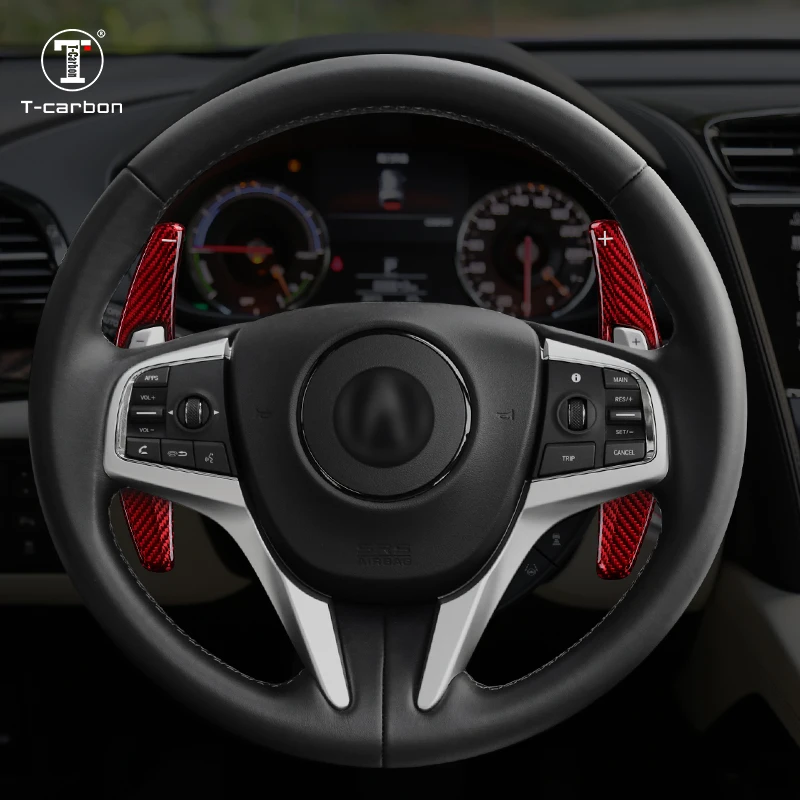 T-carbon Carbon Fiber Steering Wheel Paddle Shifter Extension For Honda Spirior Acura RDX Car Gear Accessories