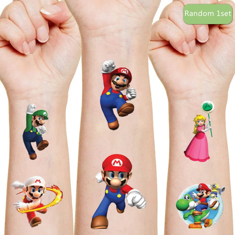 Figuras de acción de super mario bros, Luigi, Yoshi, tatuajes originales, pegatinas aleatorias, 1 Uds.
