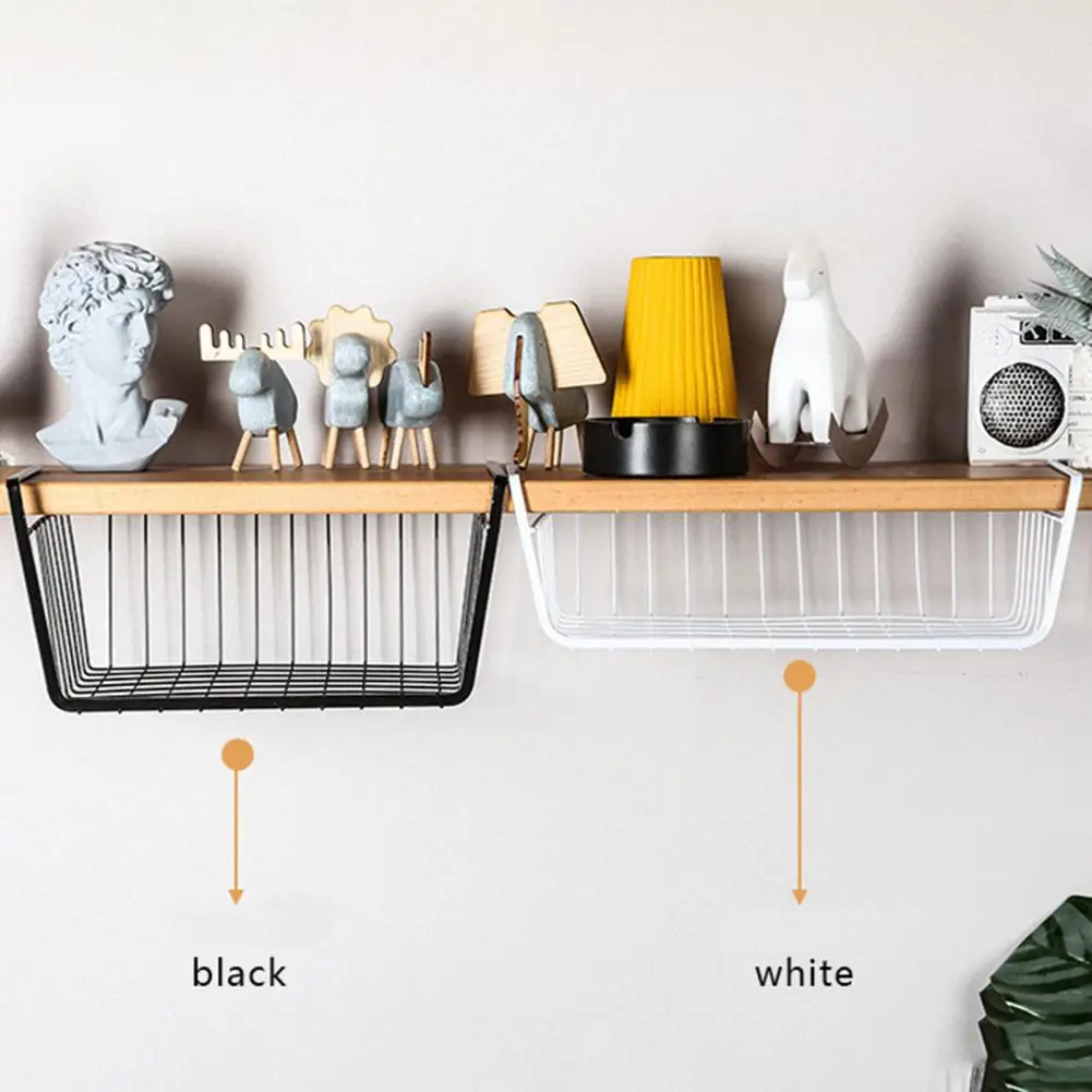 Under Shelf Basket Embedded Table Sundries Storage Rack Thicken Table Cabinet Hanging Shelf for Bedroom Kitchen Partition Tool