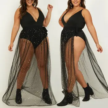 

Womens Summer Lace Fishnet Bikini Cover Up Swimwear Bathing Suit Beach Skirt UK