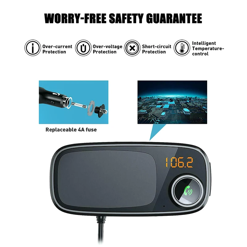Хит, автомобильный Bluetooth fm-передатчик с магнитным держателем для телефона, QC 3,0 зарядка, MP3 музыкальный плеер для DOY