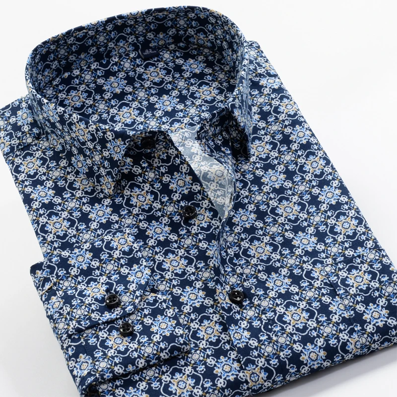 Large Size 8XL 9XL 10XL VROKINO Brand 2019 Vintage Floral Print Long Sleeves Men's Business Casual Dress Fashion Classic Shirt Large Size 8XL 9XL 10XL VROKINO Brand 2019 Vintage Floral Print Long Sleeves Men's Business Casual Dress Fashion Classic Shirt