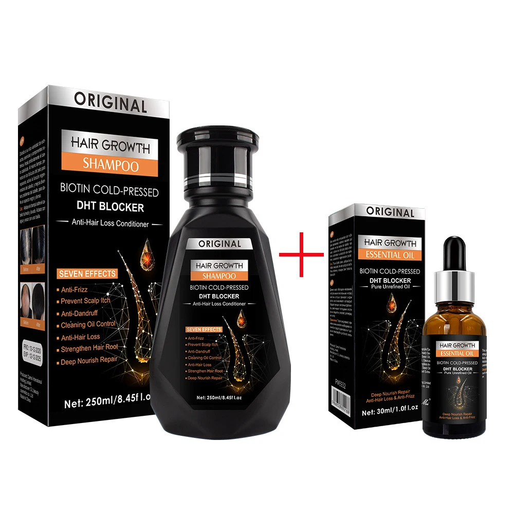 Hair Growth Essential Oil Biotin Cold-Pressed DHT Blocker and Hair Growth  Shampoo Anti-Hair Loss Conditioner