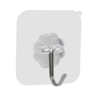 

Wall Hooks Transparent Reusable Seamless Adhesive Hooks Waterproof Solid Construction and Oilproof Bathroom Kitchen Wall Hanger